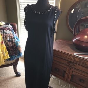 Bar III😎 Black Sleeveless Hardware Dress with Silver Grommet Trim